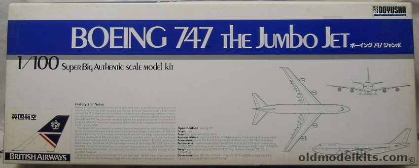 Doyusha 1/100 Boeing 747 Jumbo Jet - British Airways, 100-B4-8000 plastic model kit